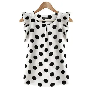 Fashion Girl Women Casual Chiffon Shirt Short Sleeve Shirt Summer Tops Black White