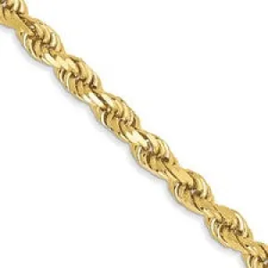 10KY Solid Diamond Cut Rope Chain w/ Lobster Clasp 24"