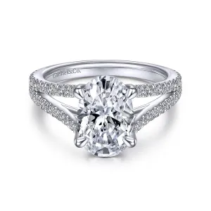 14KW Semi-Mount Diamond Engagement Ring w/ 0.48 ctw & Head Size 10.5 X 7 mm