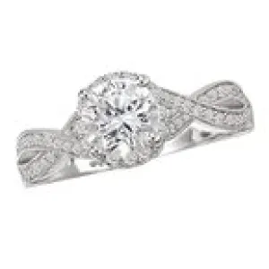 18KW Semi-Mount Diamond Engagement Ring w/ 0.25 ctw Round Diamonds, Size 6.25