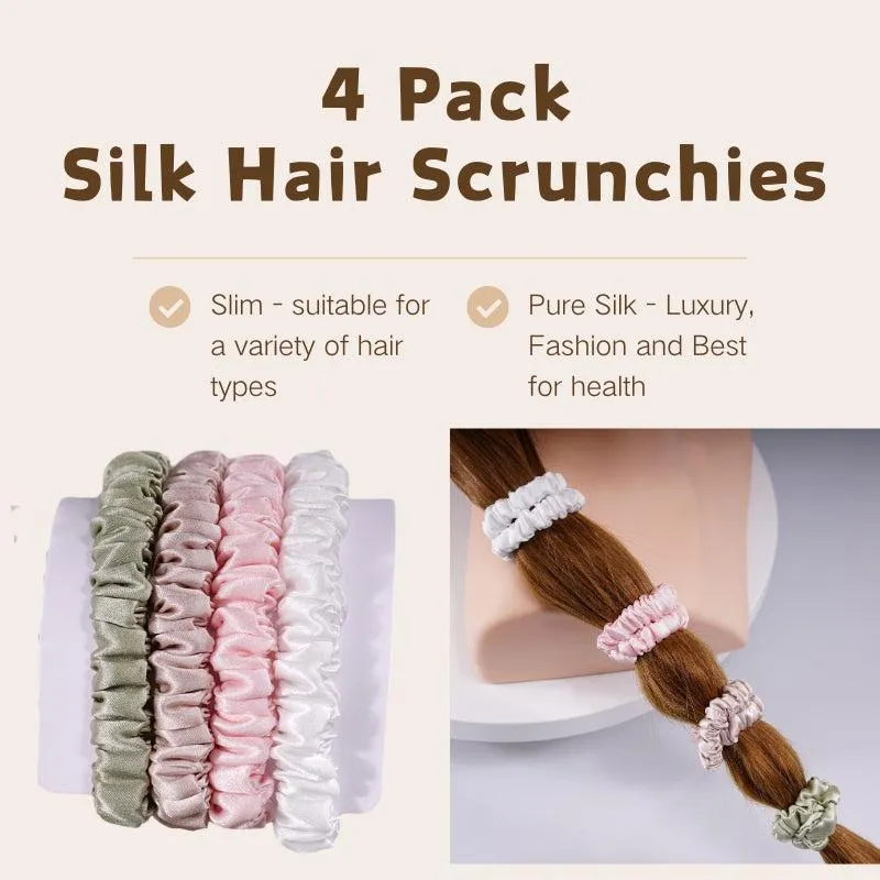 4 Pack Mini Silk Hair Ties - Mild - dropshipping