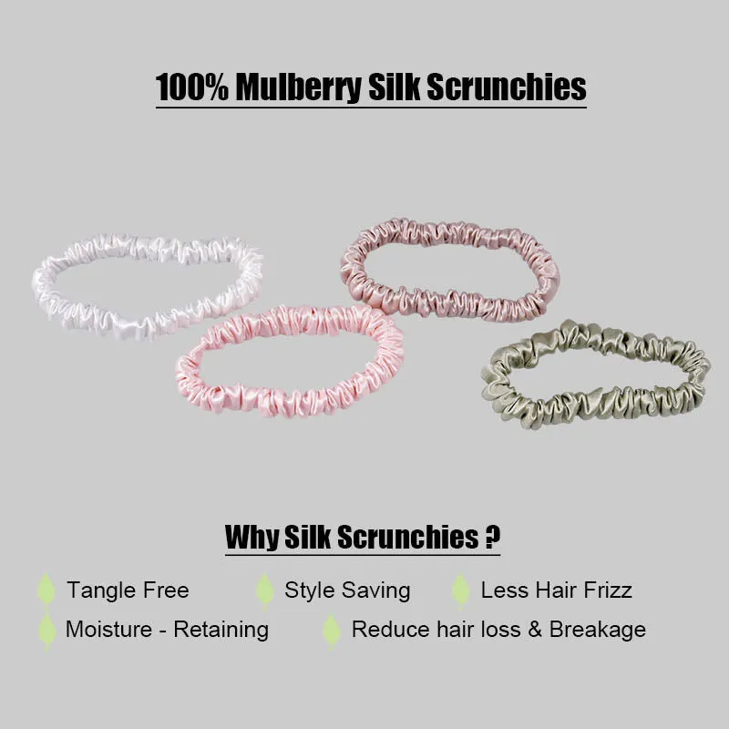 4 Pack Mini Silk Hair Ties - Mild - dropshipping