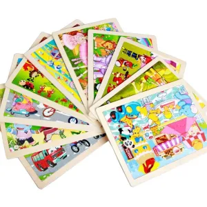 40 Pieces Kids Wooden Puzzle Board Toy Fun Cartoon Animal Jigsaw Boy Girl Baby Early Educational Learning Toys for Children Gift