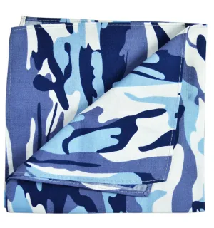 Blue Camouflage Cotton Pocket Square