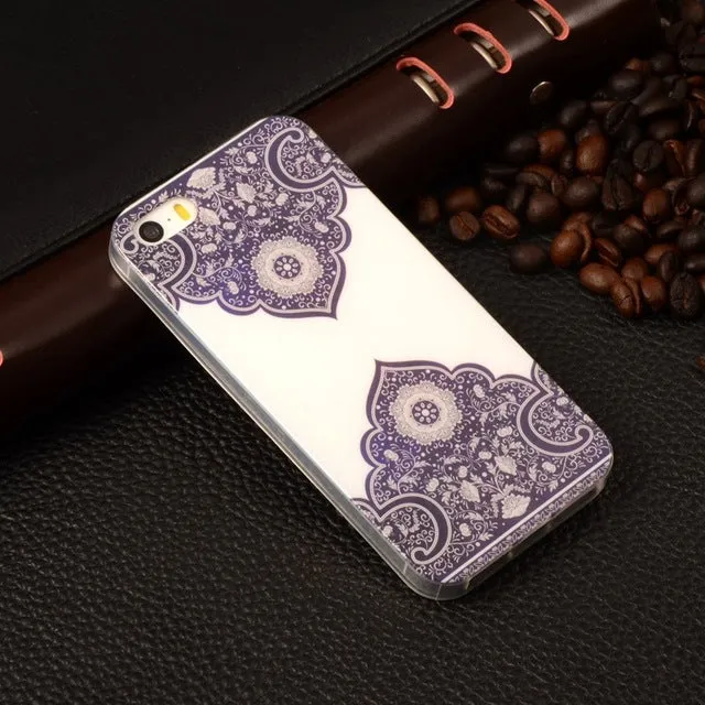 Coque For iphone 5 Case Mandala Flag TPU Soft Plastic Case For Apple iphone se 5S Case Owl Tower Back Cover Phone ShockProof Bag