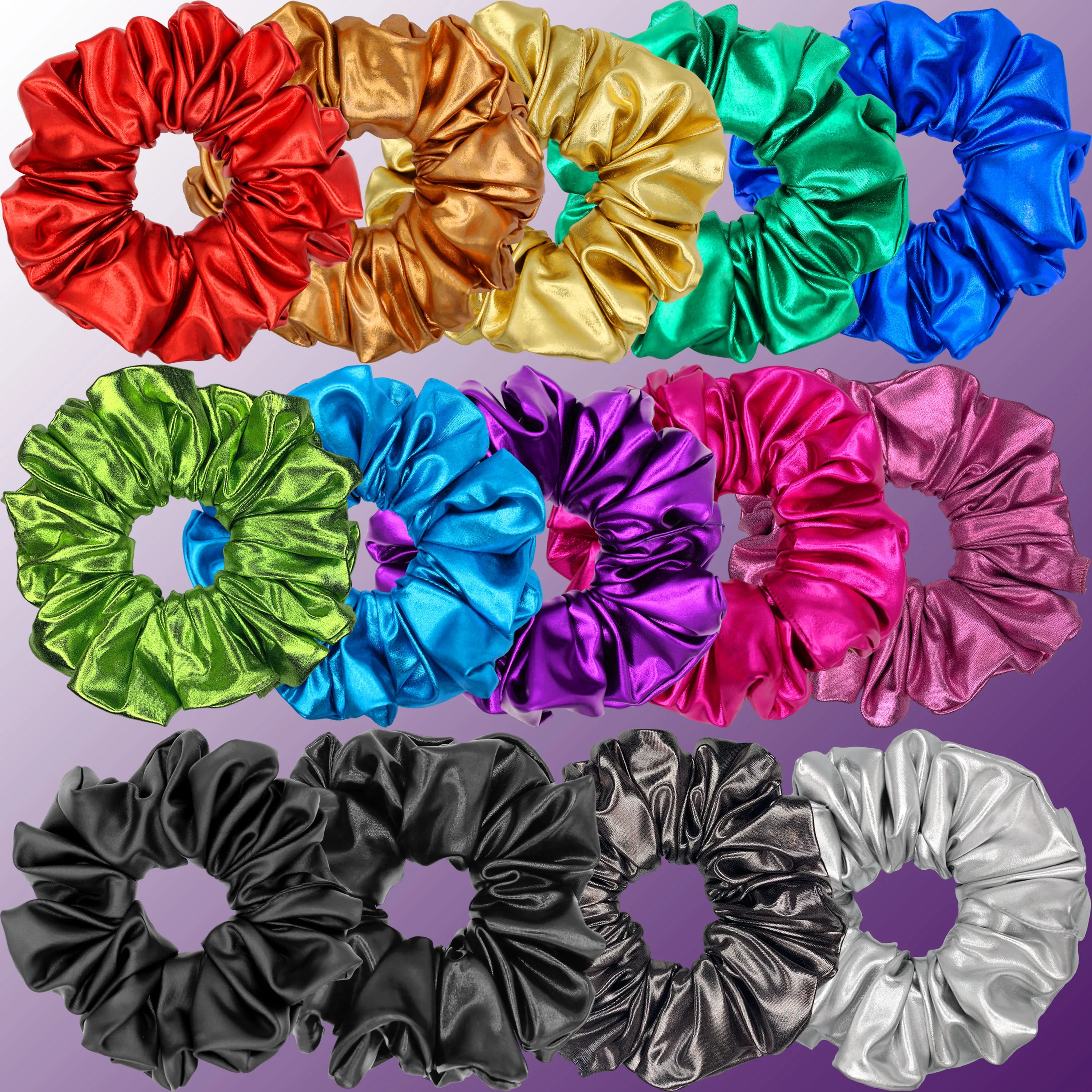 KING SIZE Metallic Scrunchies XXL Oversized Made in the USA Fuchsia