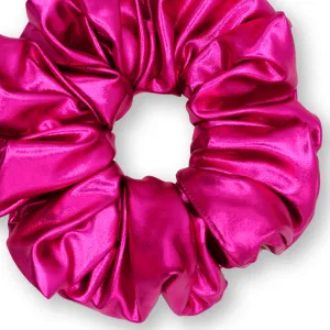 KING SIZE Metallic Scrunchies XXL Oversized Made in the USA Fuchsia