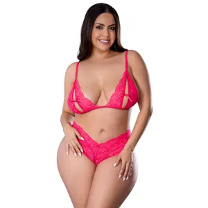 Magic Silk Get It Girl Peek-a-Boo Bralette & Split Crotch Boy Short Diva Pink Queen Size