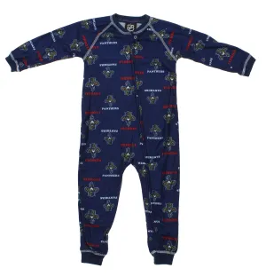 NHL Toddlers Florida Panthers Full Zip Raglan Logo Print Coverall, Navy