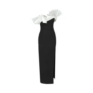 Pre Order:  Pleated Fan Strapless Midi Dress