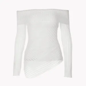 Pre Order:  White Sheer Off-Shoulder Top