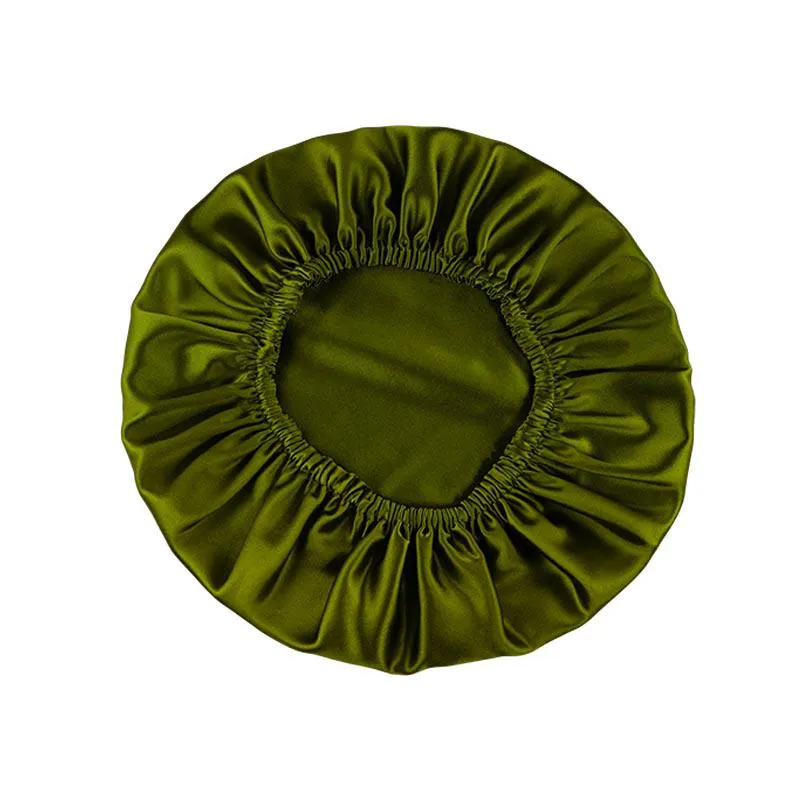 Silk Hair Bonnet - Double side no edge - Bright Olive