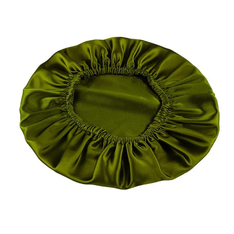 Silk Hair Bonnet - Double side no edge - Bright Olive